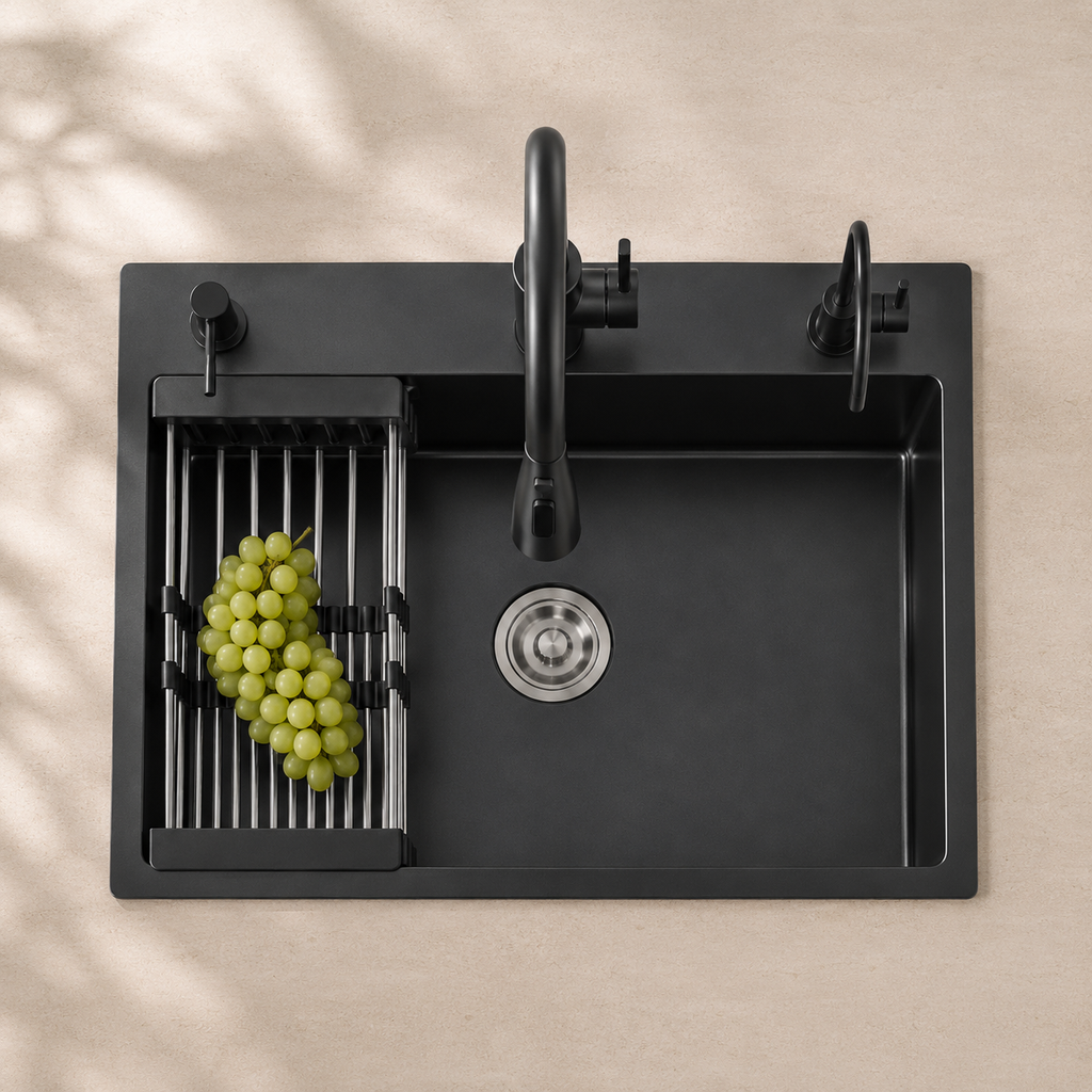 Évier de cuisine inox 55x45 cm avec mitigeur – mitigeur