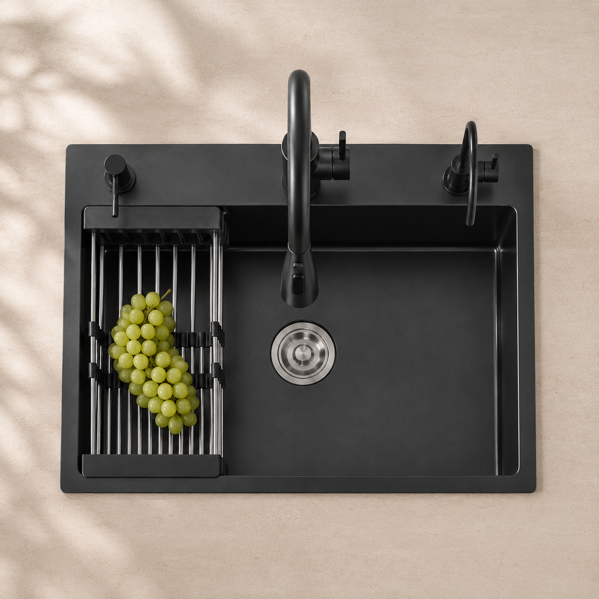 Évier de cuisine inox 55x45 cm avec mitigeur – mitigeur