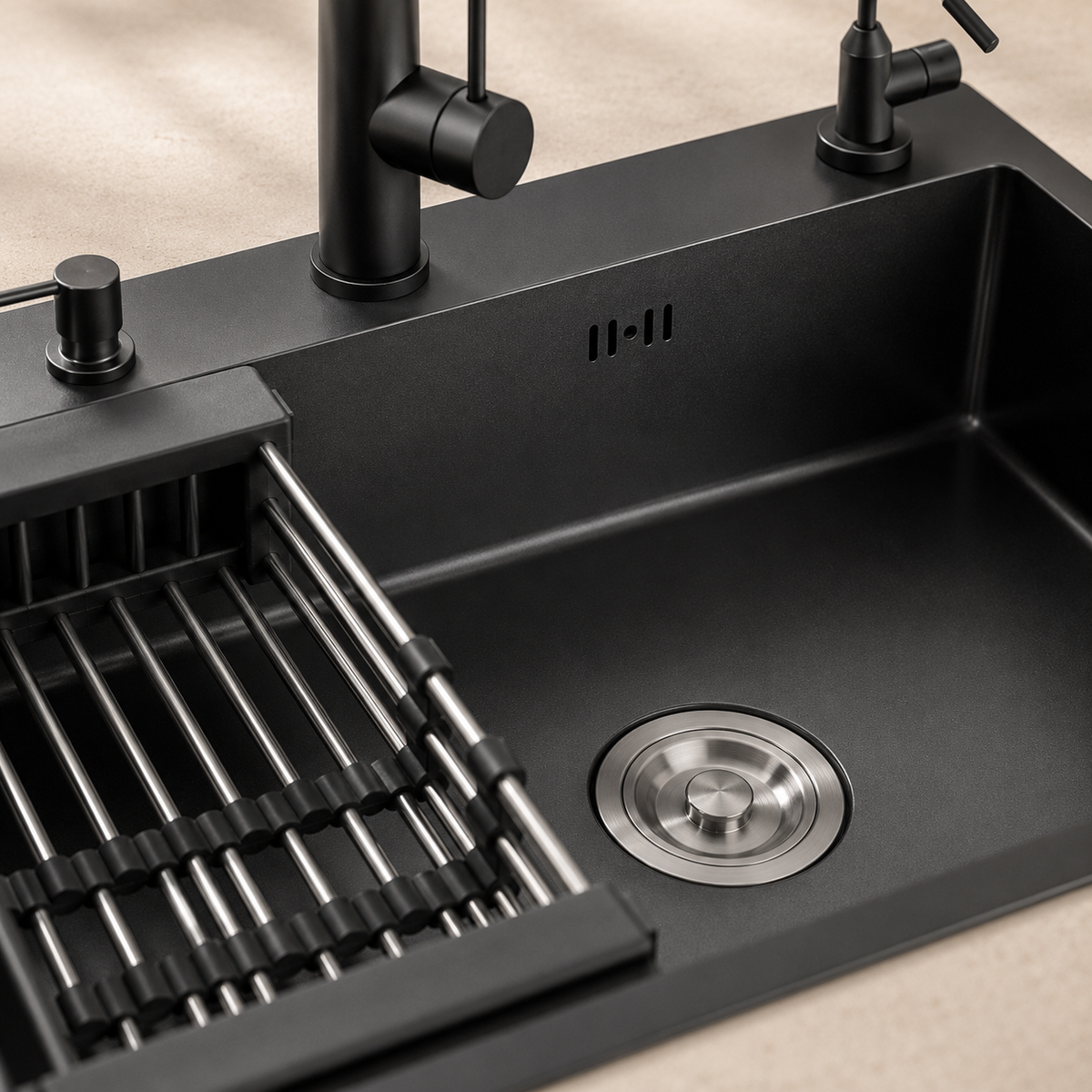 Évier de cuisine inox 55x45 cm avec mitigeur – mitigeur