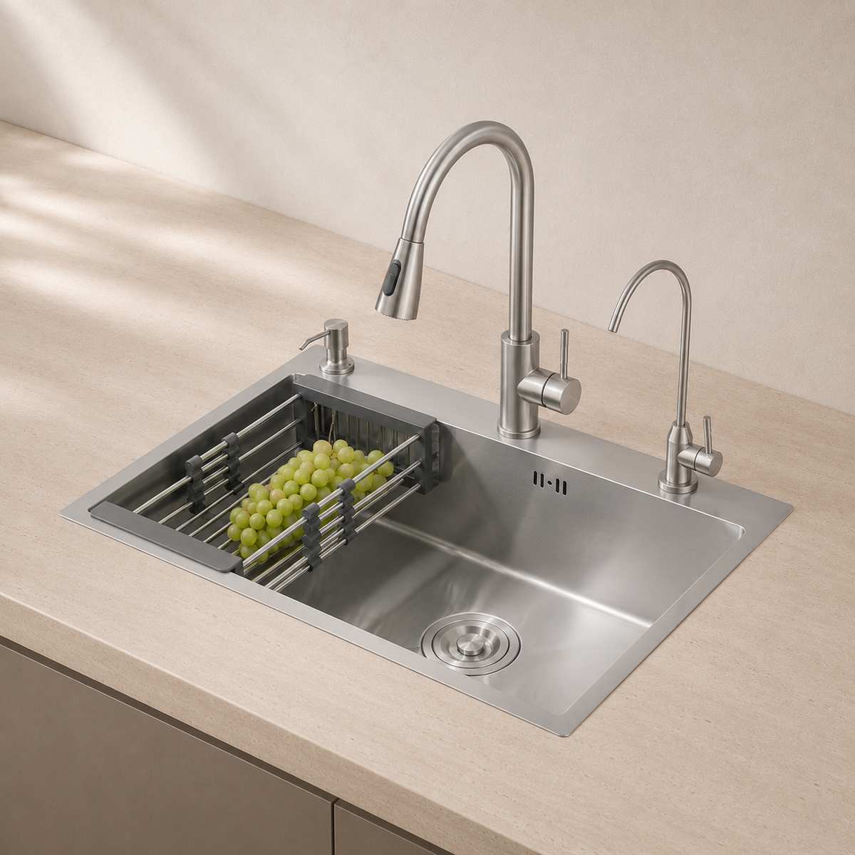 Évier de cuisine inox 55x45 cm avec mitigeur – mitigeur