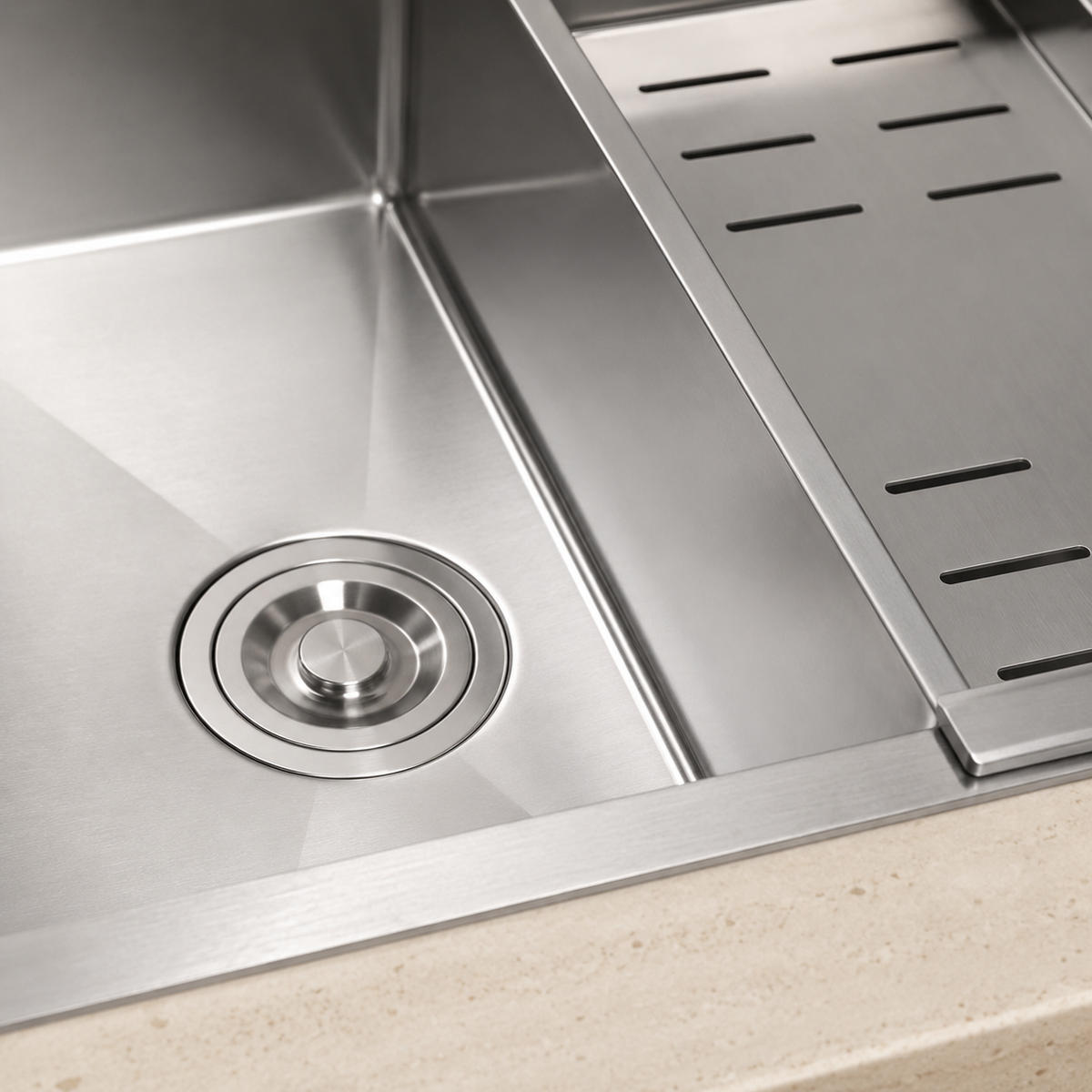 Évier de cuisine inox brossé 60x45 cm avec mitigeur – mitigeur