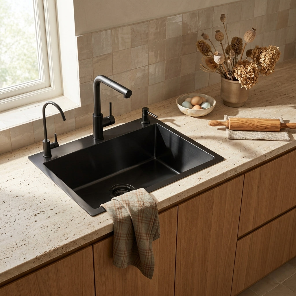 Évier de cuisine inox noir 60x45 cm – vue 2