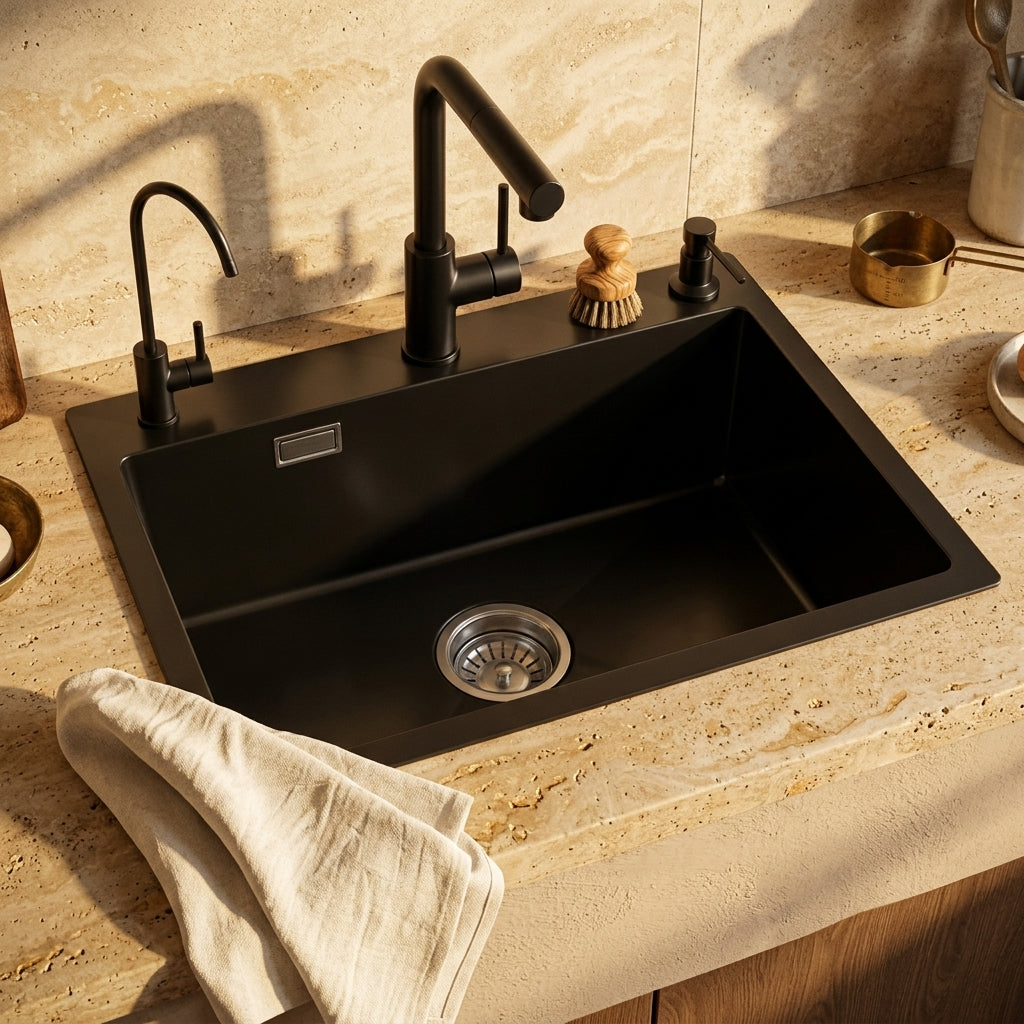 Évier de cuisine inox noir 60x45 cm – vue 5
