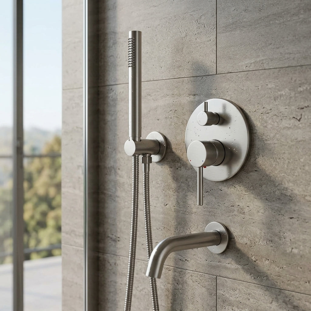 Mitigeur baignoire chrome – mise en situation en salle de bain
