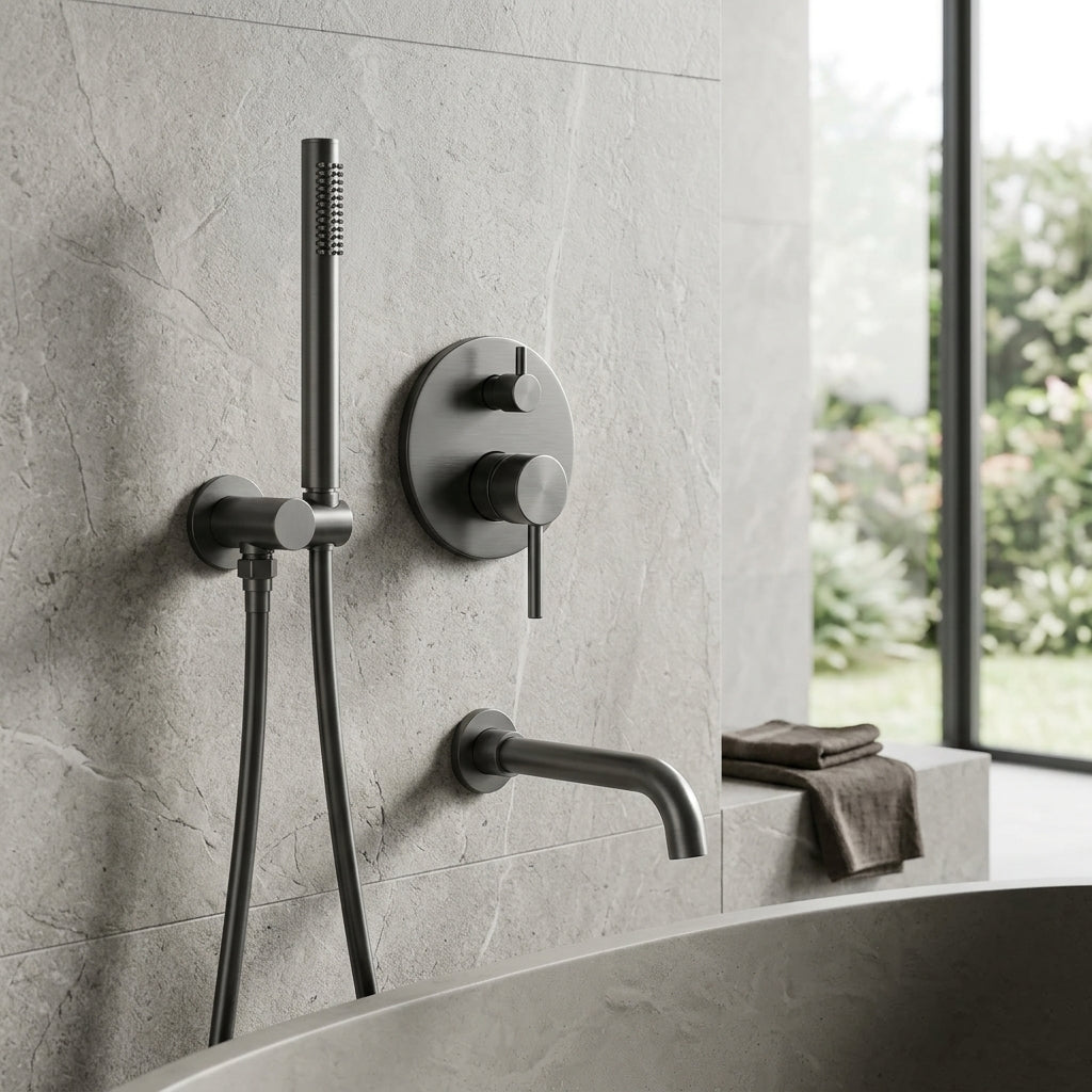 Mitigeur baignoire gris brossé