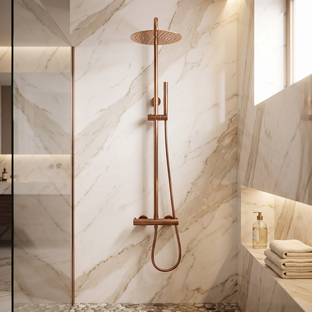 Mitigeur thermostatique douche mural laiton poli