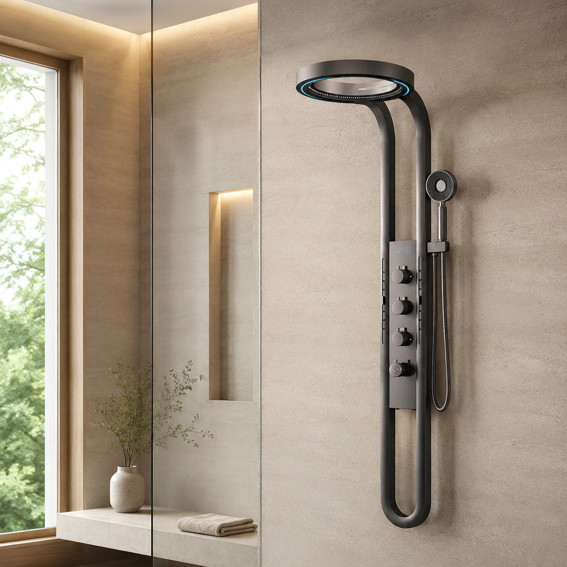 Panneau de douche hydromassant gris anthracite – vue 3