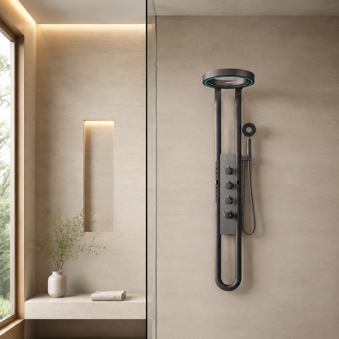 Panneau de douche hydromassant gris anthracite – vue 4