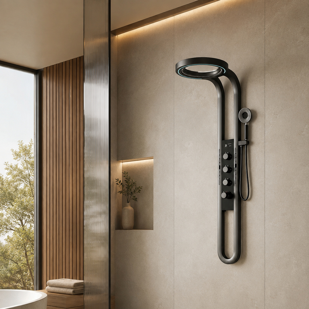 Panneau de douche hydromassant noir