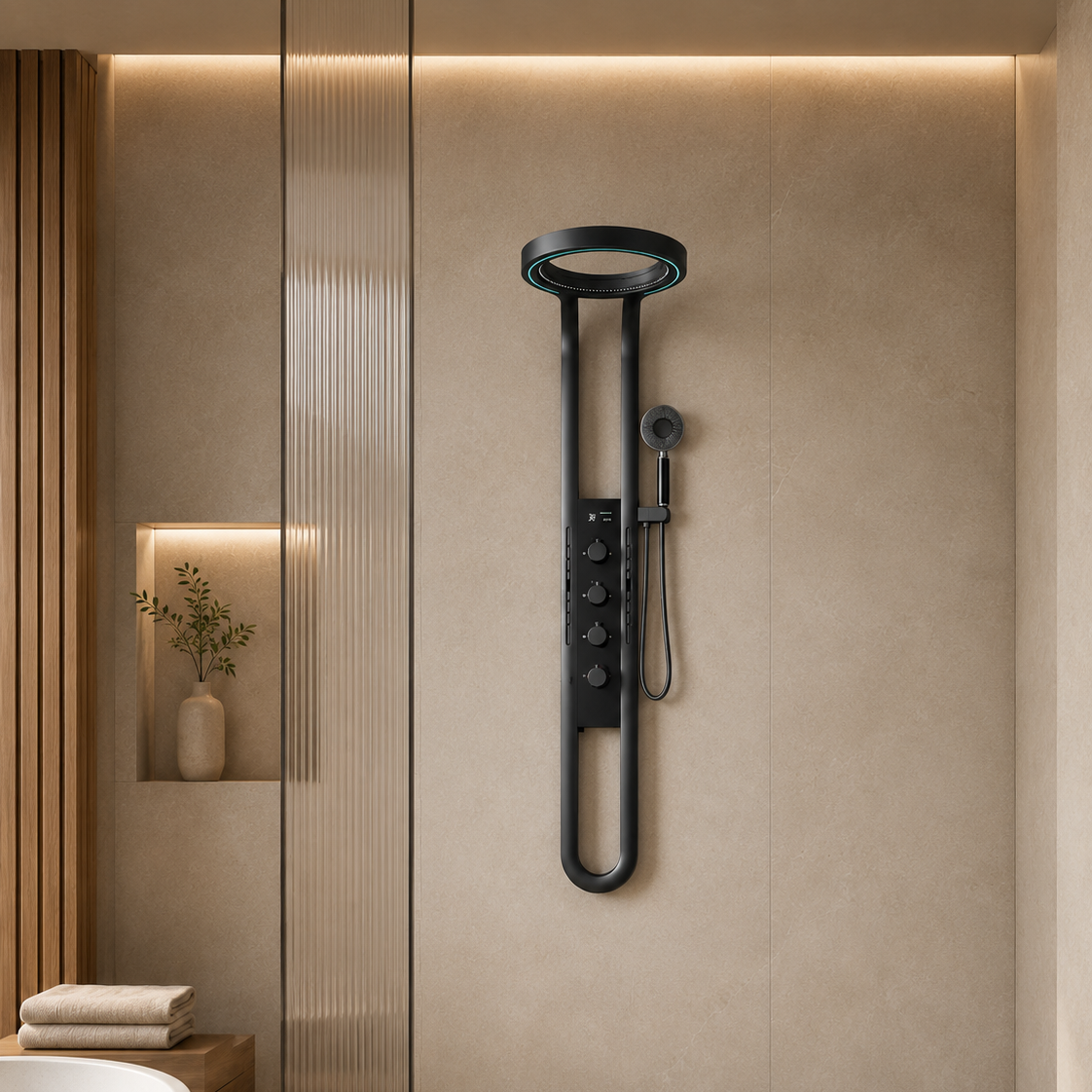 Panneau de douche hydromassant noir – vue 3