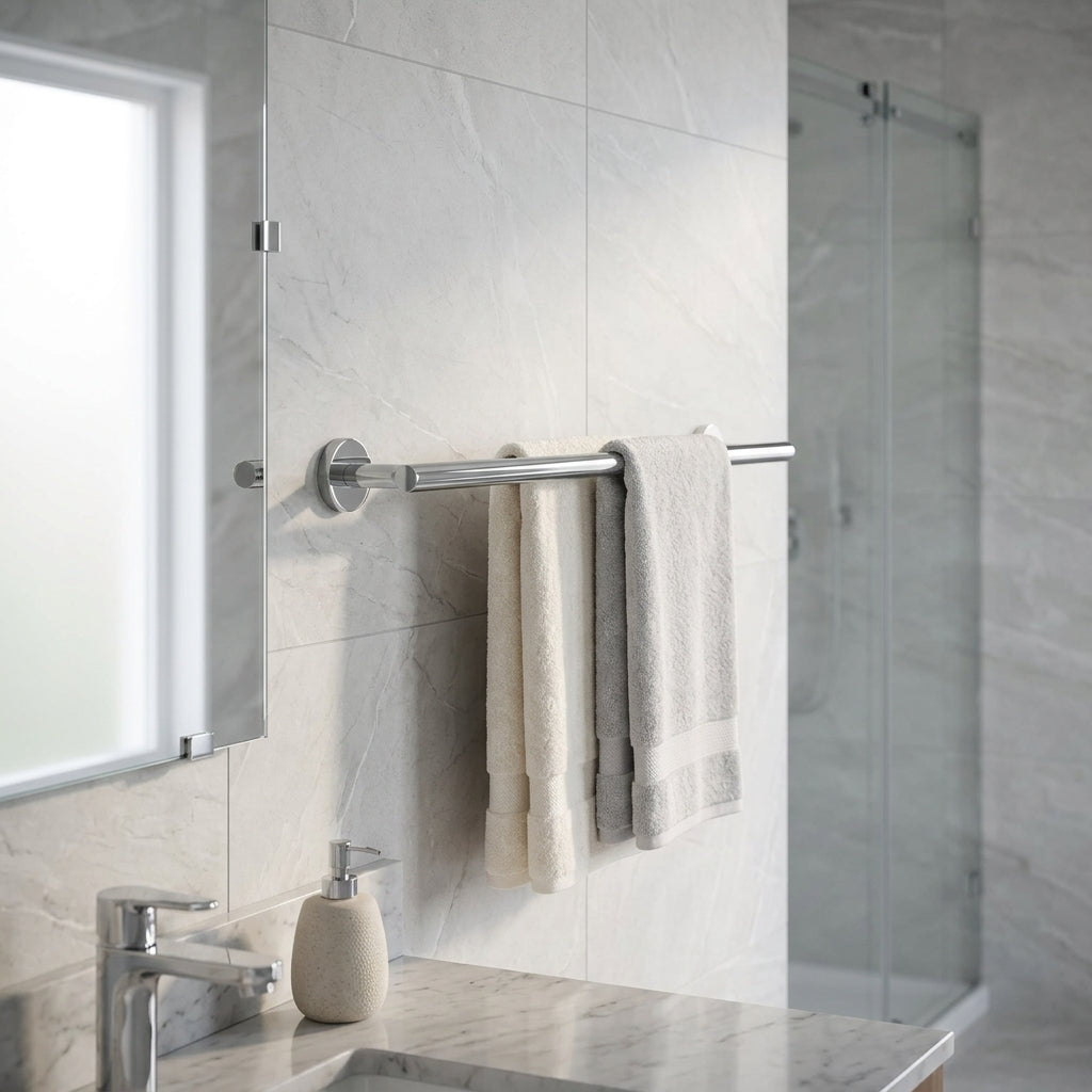 Porte-serviettes chrome – mise en situation en salle de bain