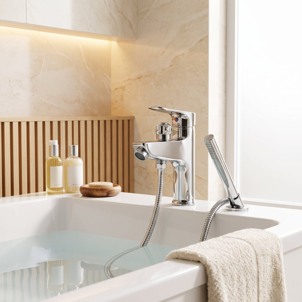 Robinet baignoire monotrou noir mat à inverseur rotatif