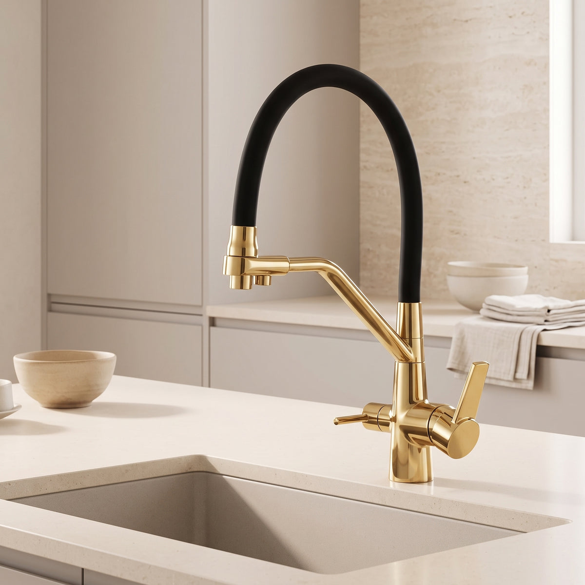 Robinet cuisine 3 voies