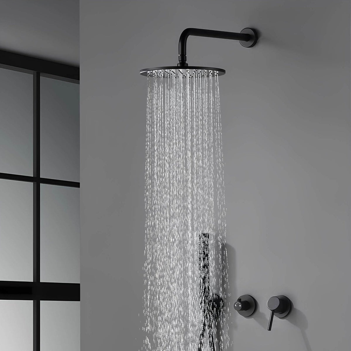Robinet douche mural noir mat haute pression