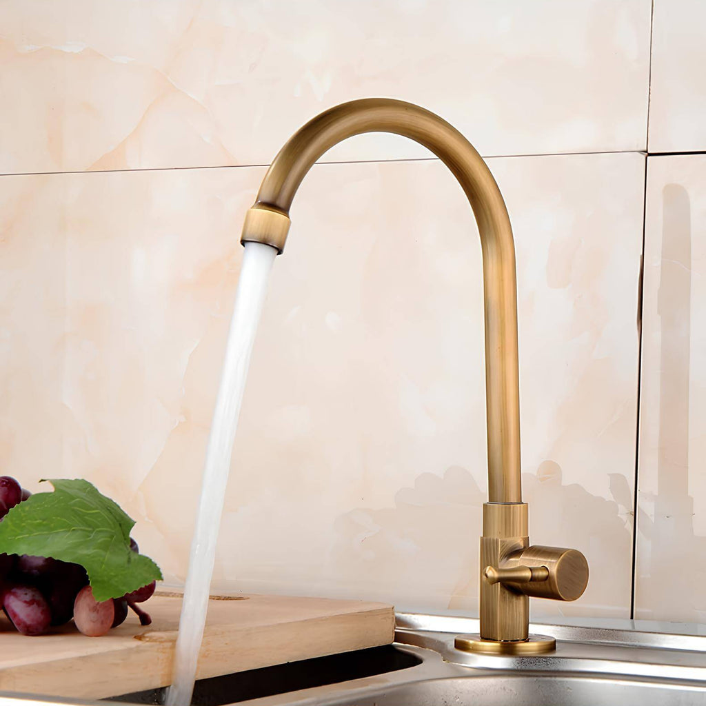 Robinet évier monotrou eau froide bronze brossé – vue 2