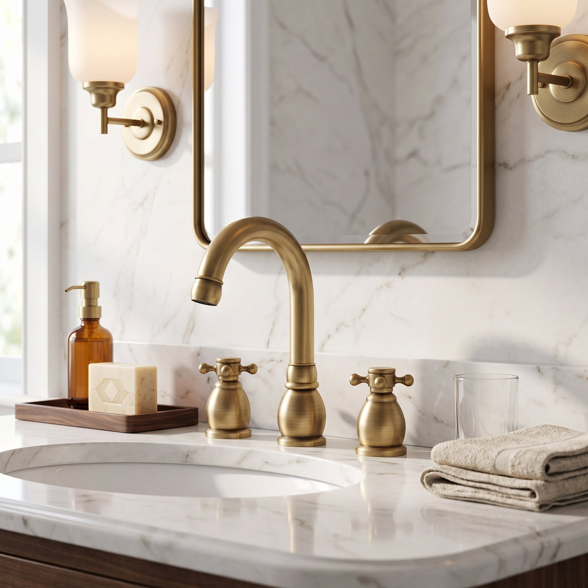 Robinet lavabo 3 trous bronze antique