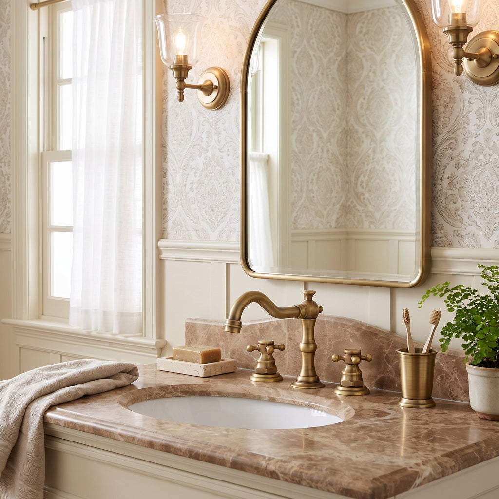 Robinet lavabo 3 trous bronze patiné vintage – vue 2