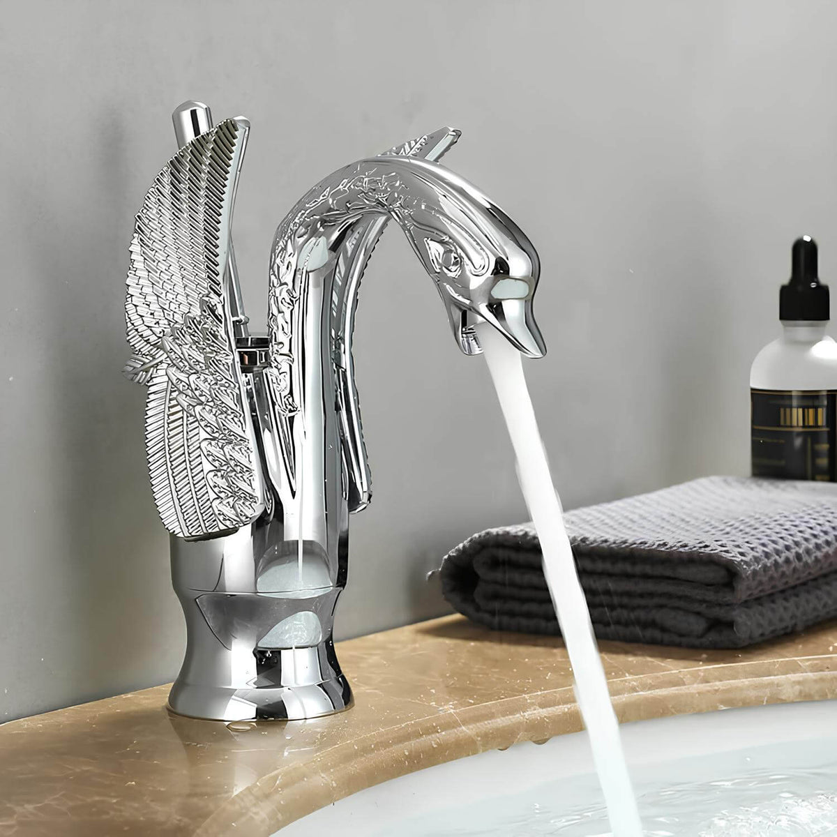 Robinet lavabo en forme de cygne – vue 2