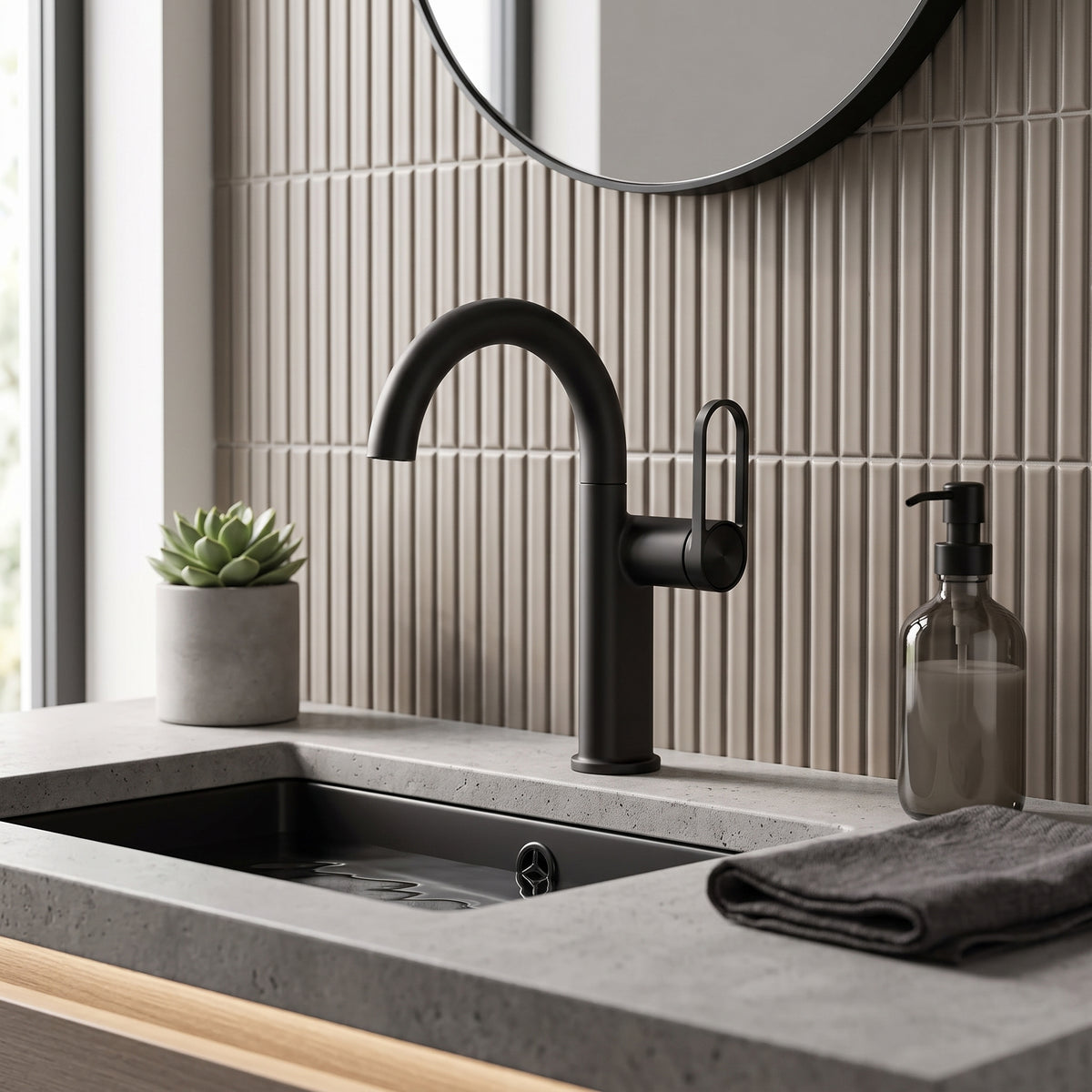 Robinet lavabo haut laiton mitigeur bec pivotant