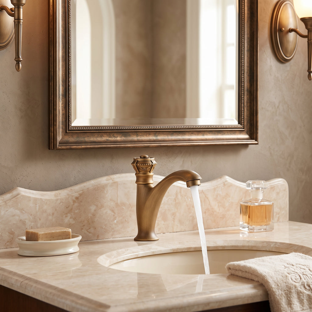 Robinet lavabo laiton antique eau froide