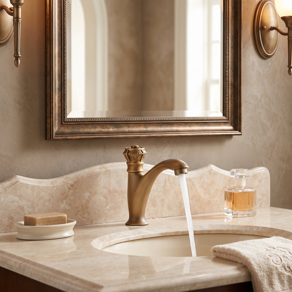 Robinet lavabo laiton antique eau froide