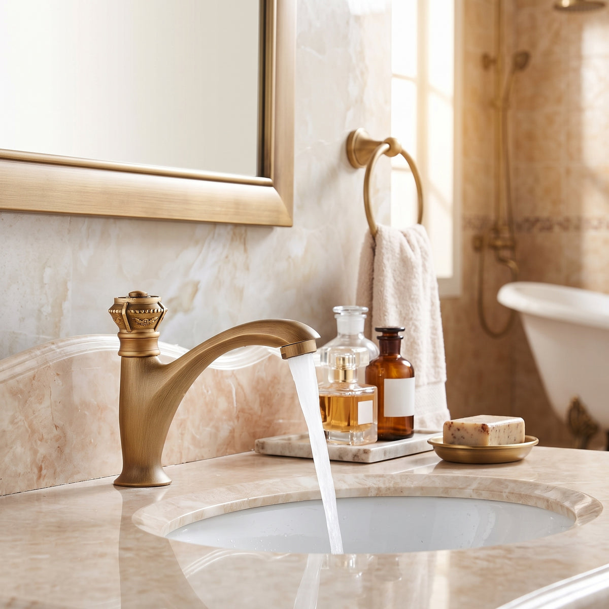 Robinet lavabo laiton antique eau froide – vue 2