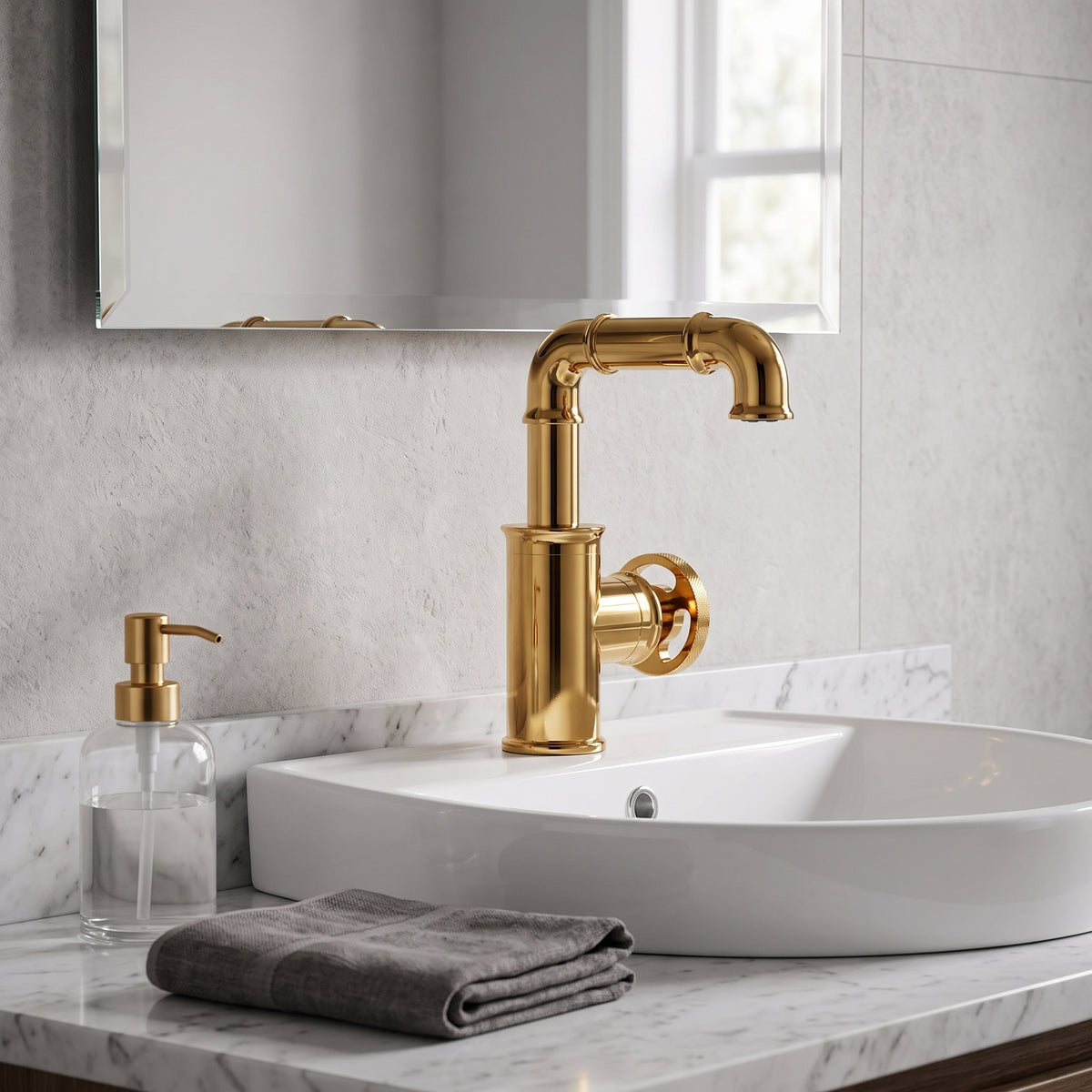 Robinet lavabo mitigeur laiton noir mat style industriel