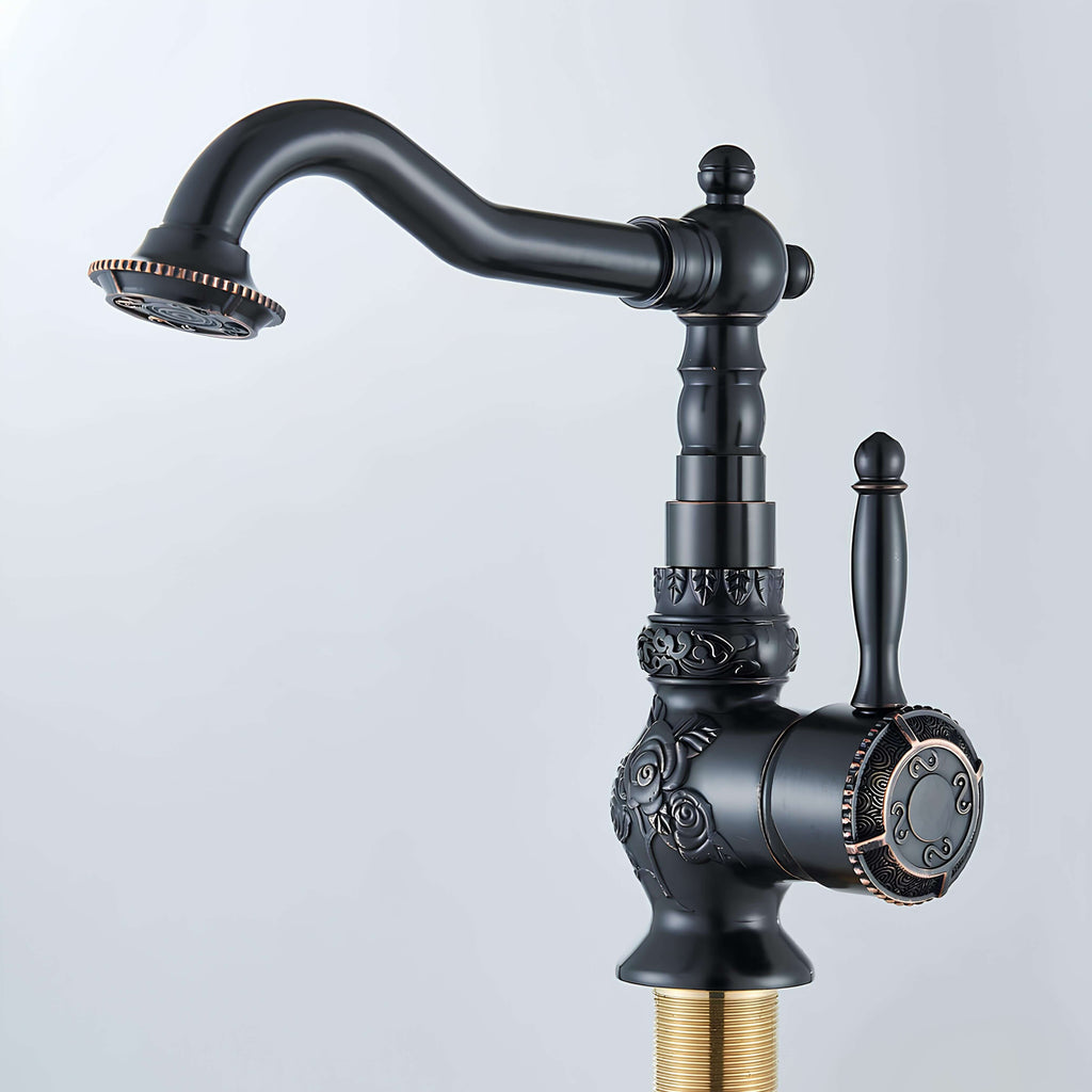 Robinet lavabo vintage laiton sculpté rotatif – vue 6