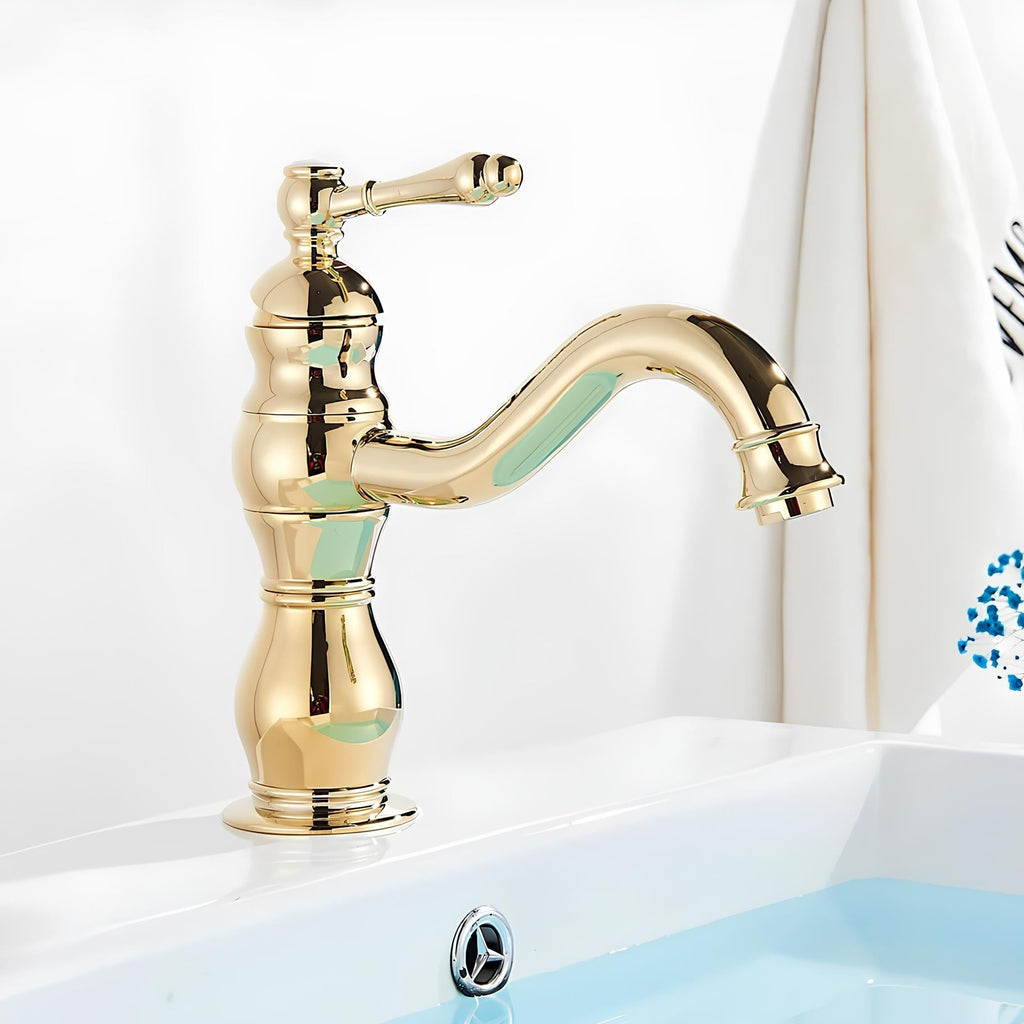 Robinet lavabo vintage laiton vieilli monocommande
