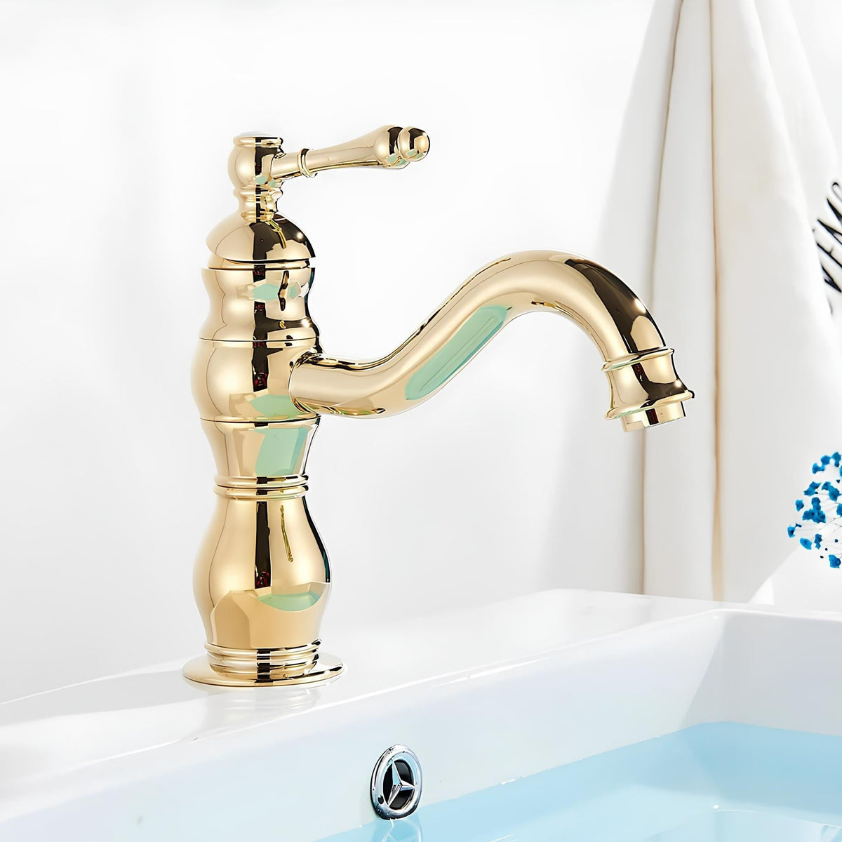 Robinet lavabo vintage laiton vieilli monocommande