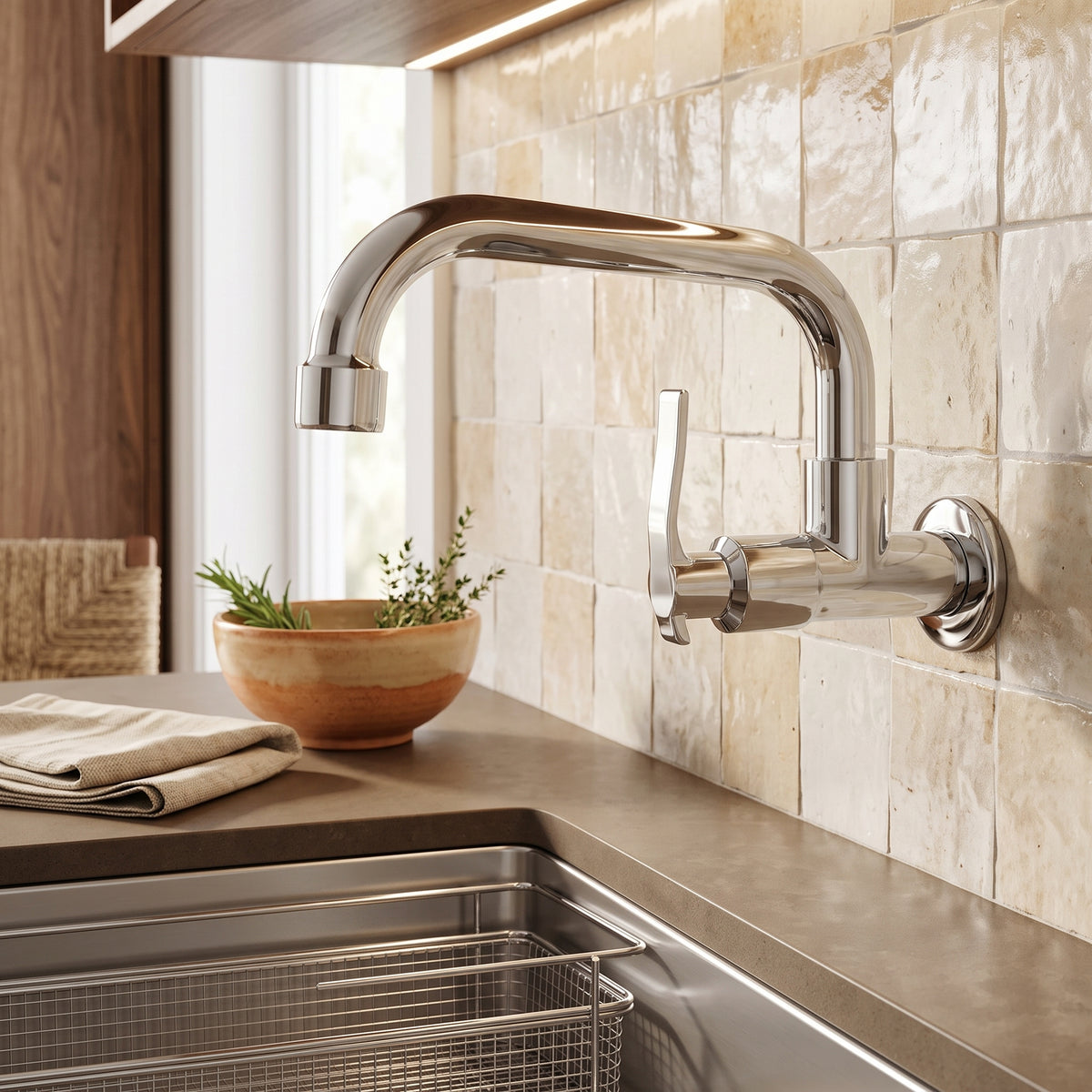 Robinet mural eau froide pivotant cuisine buanderie