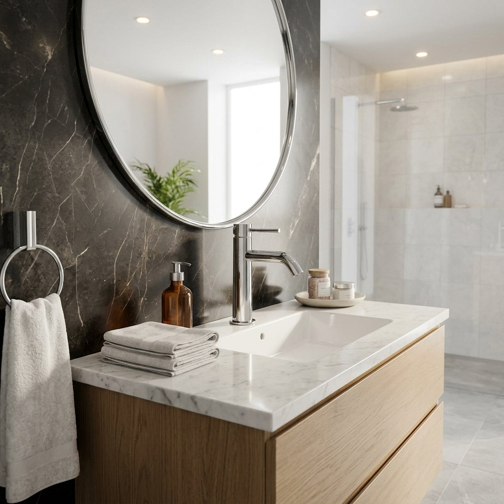Robinet salle de bain chrome – mise en situation en salle de bain