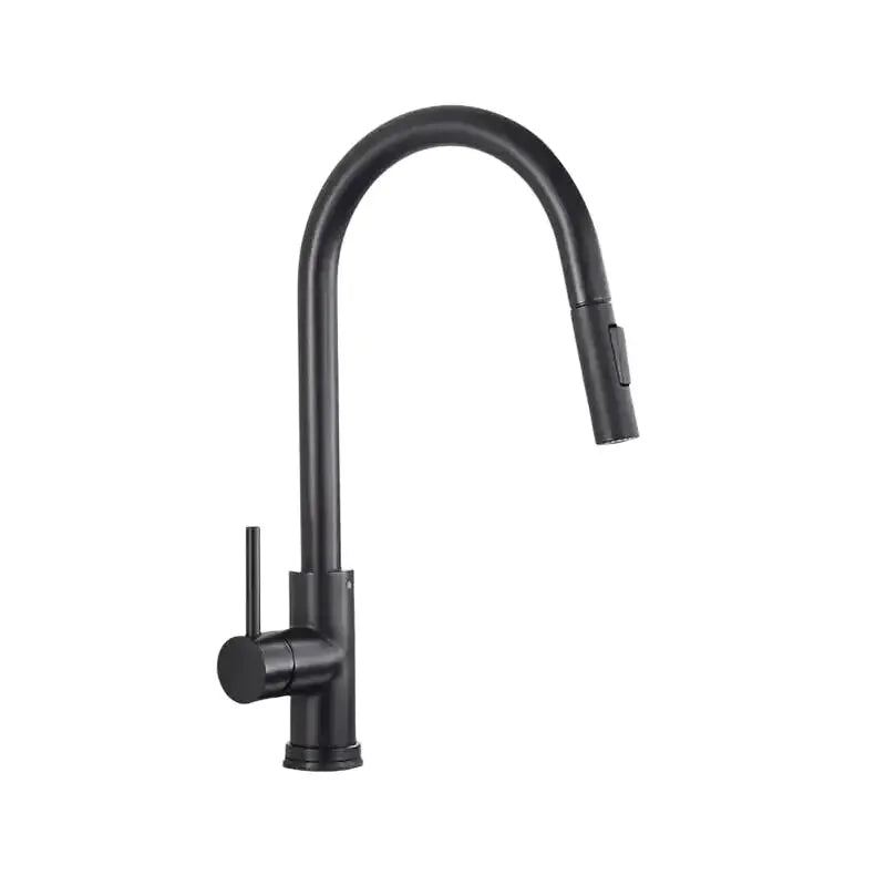 Robinet de cuisine noir mat base ronde à douchette extractible