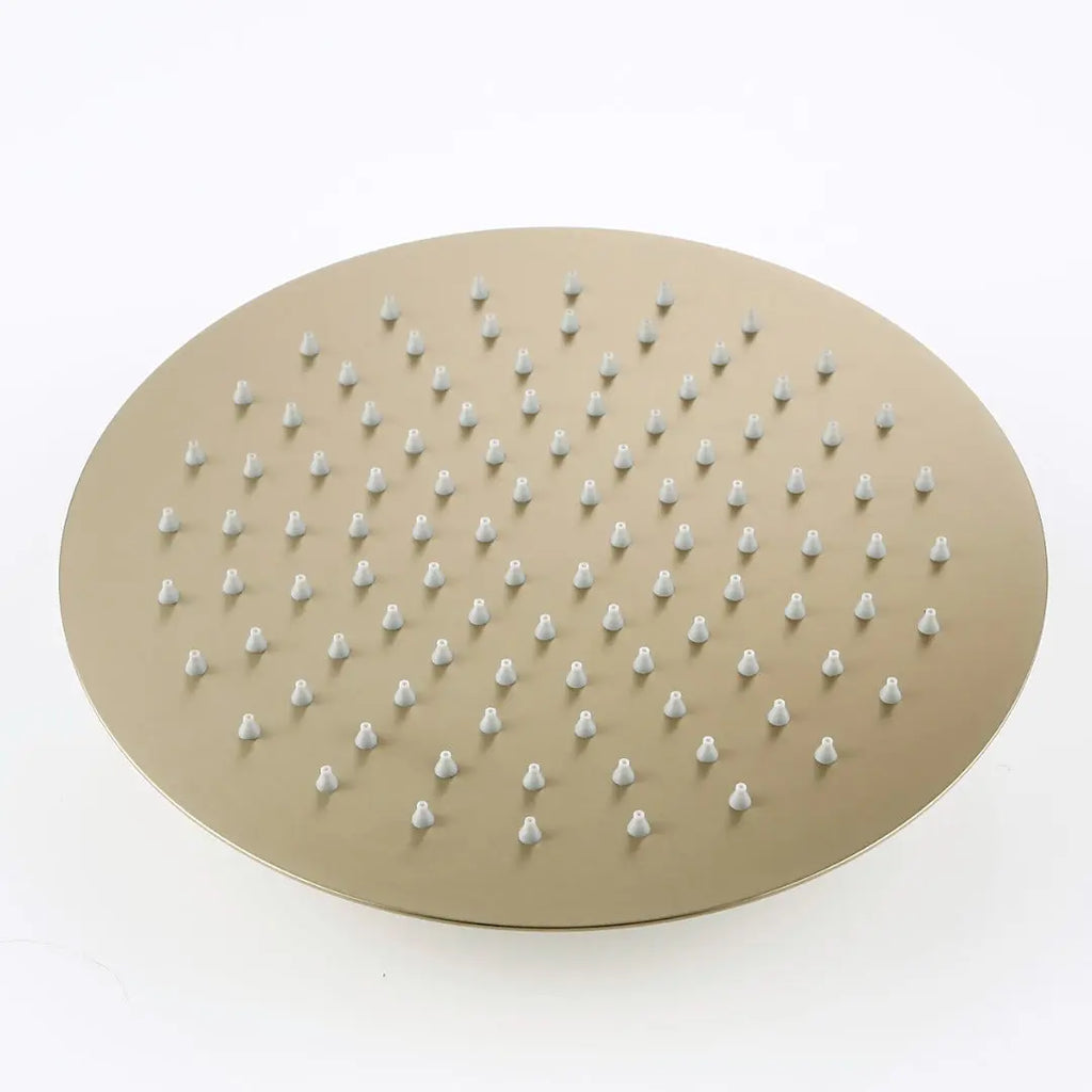 Colonne de douche thermostatique dorée bras droit support coulissant