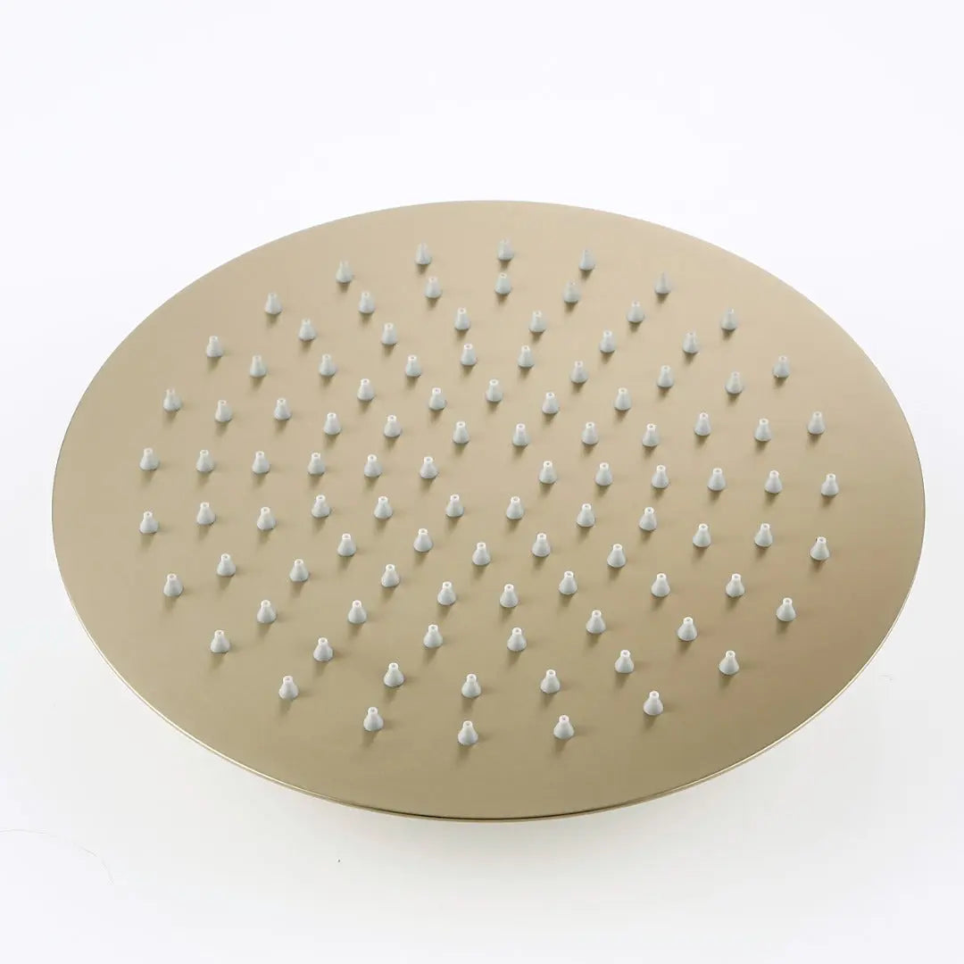 Colonne de douche thermostatique dorée bras droit support coulissant