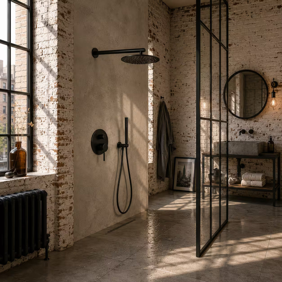 Colonne de douche encastrée noir mat