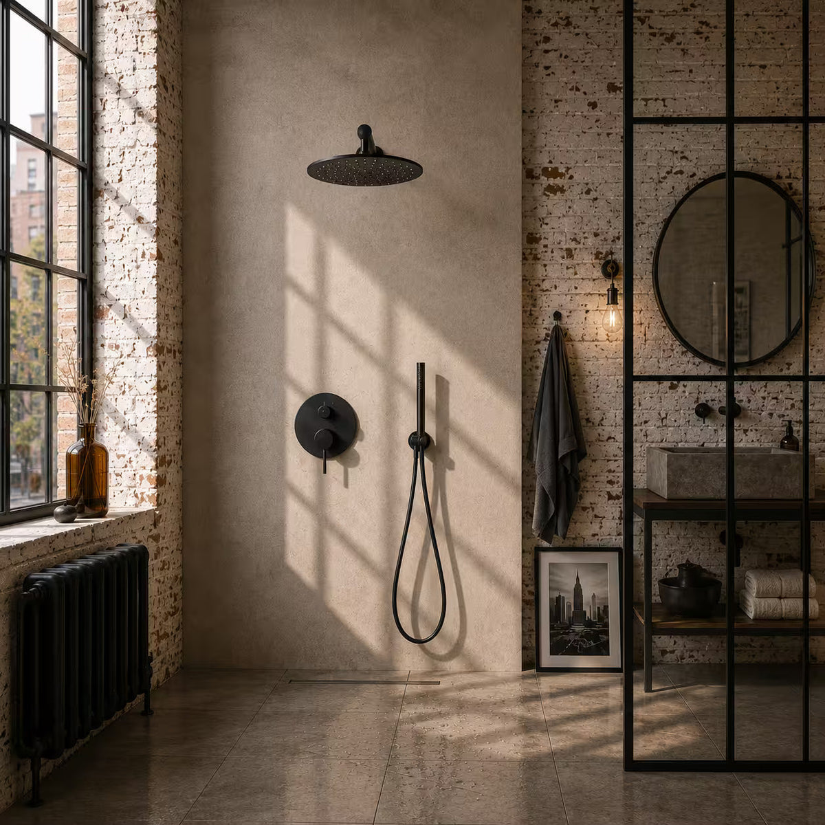 Colonne de douche encastrée noir mat
