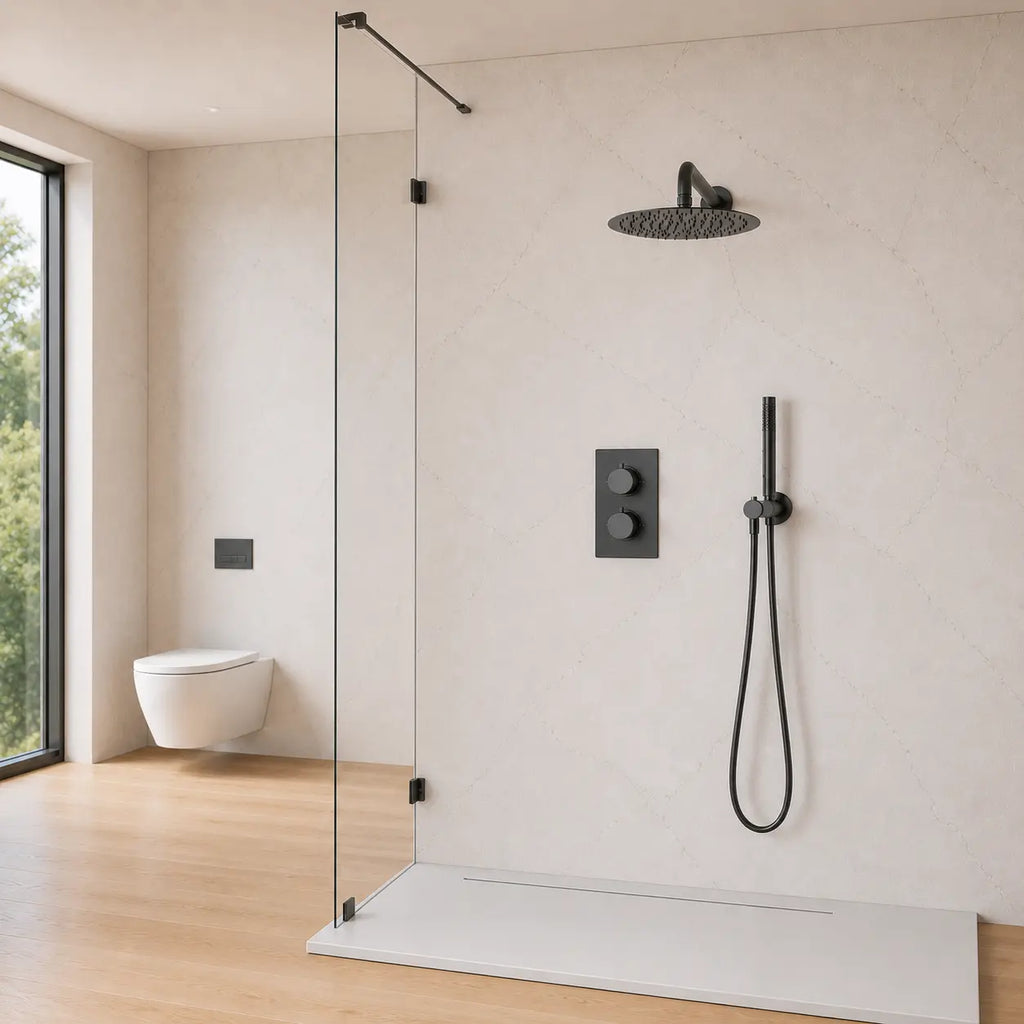 Colonne de douche encastrée gris brossé