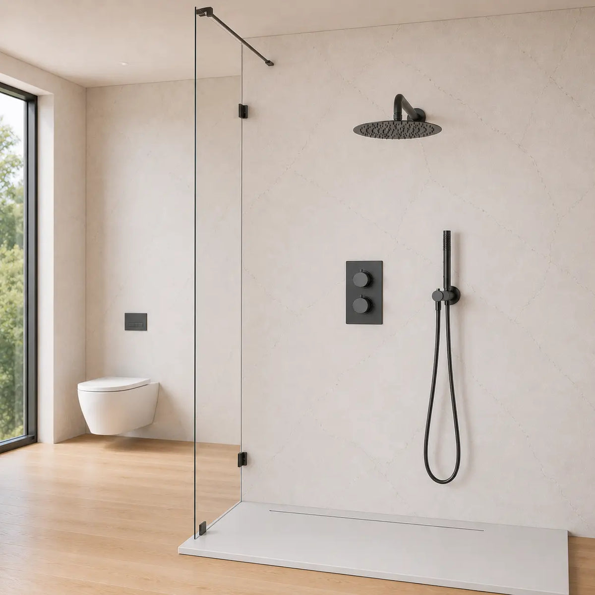 Colonne de douche encastrée gris brossé