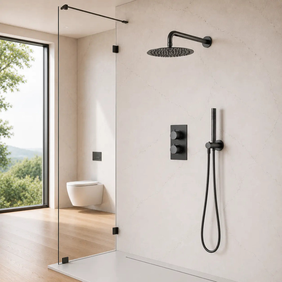 Colonne de douche encastrée gris brossé