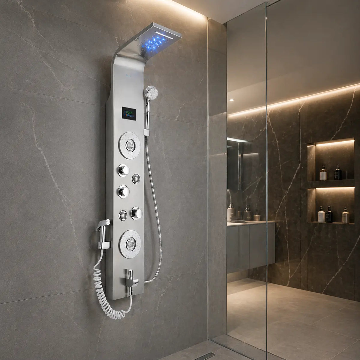 Colonne de douche hydromassante inox brossé