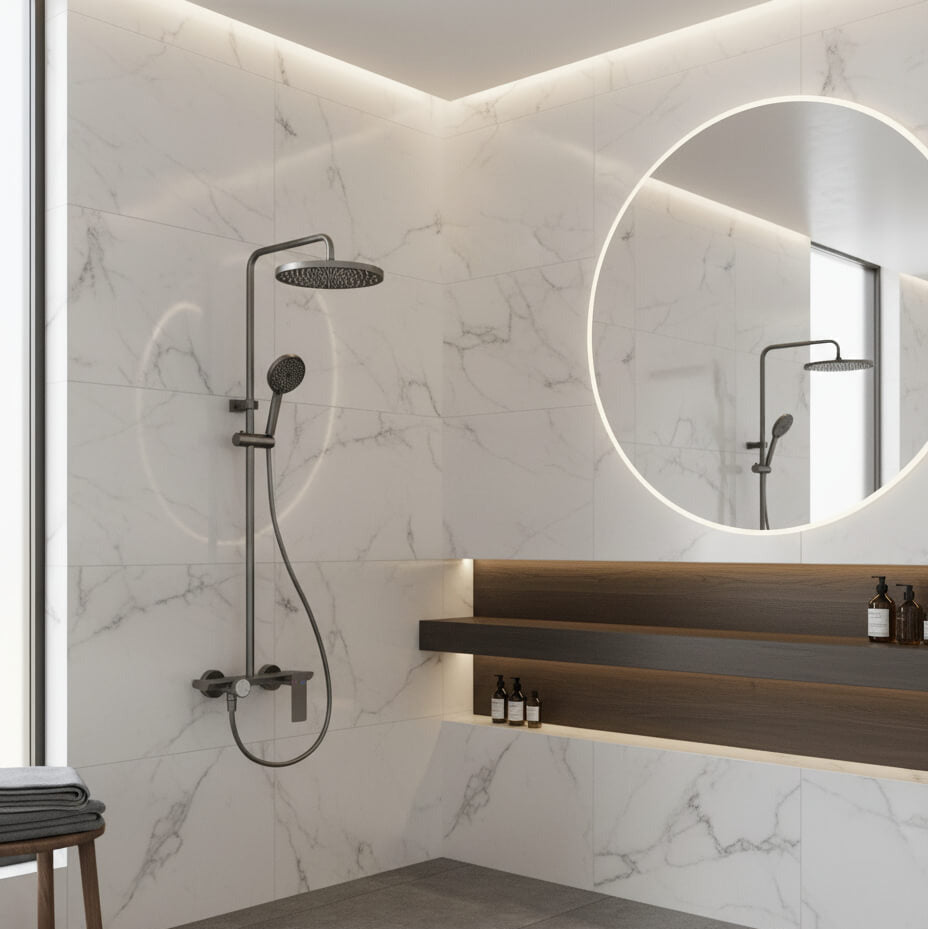 Colonne de douche 3 voies multi-jet aluminium brossé