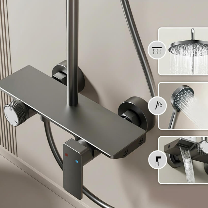 Colonne de douche 3 voies multi-jet aluminium brossé