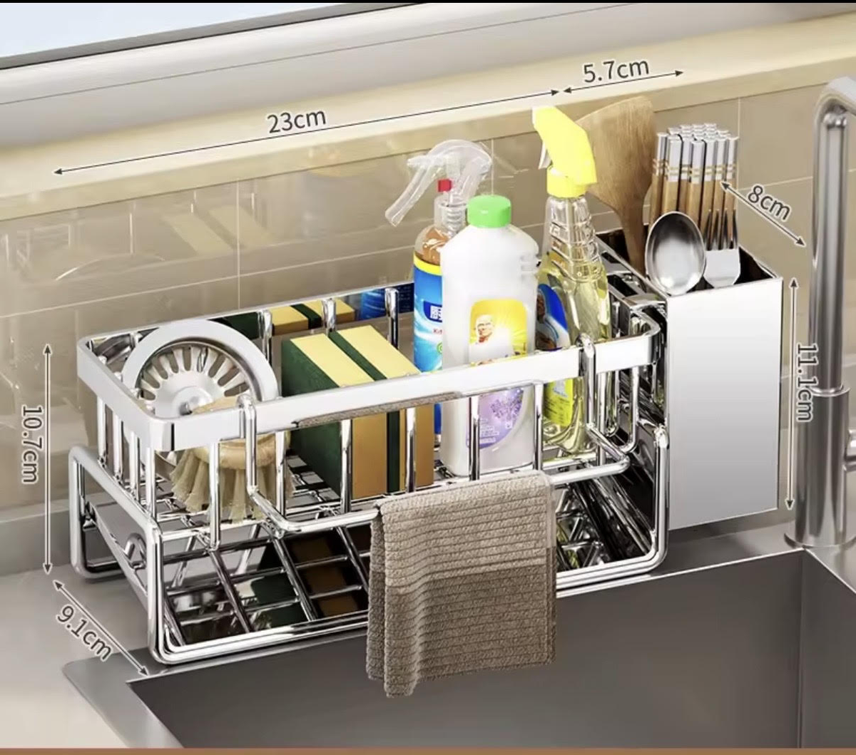 Porte-éponges cuisine sans perçage inox