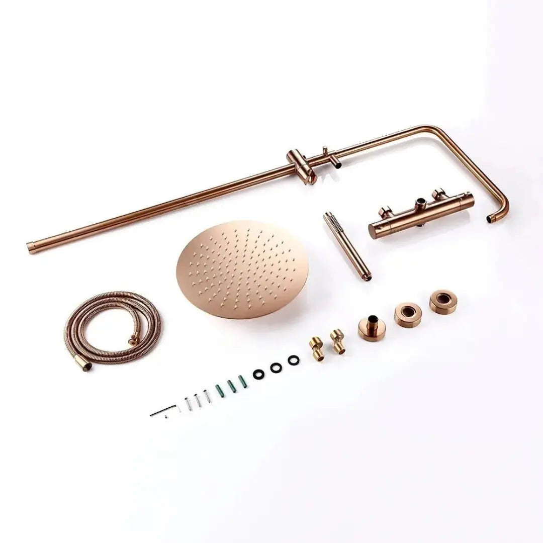 Colonne de douche thermostatique or rose brossé