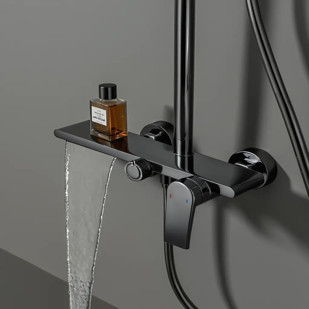Colonne de douche thermostatique gris brossé