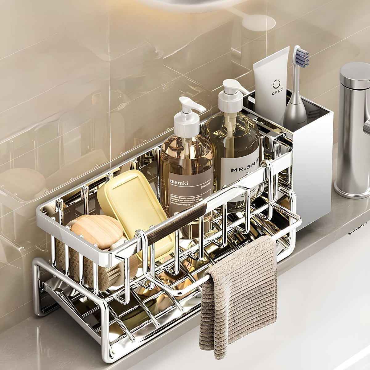 Porte-éponges cuisine sans perçage inox
