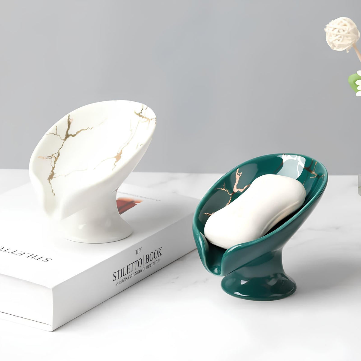 Porte-savon en céramique design floral