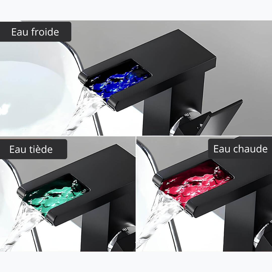 Robinet mitigeur cascade à LED autonome