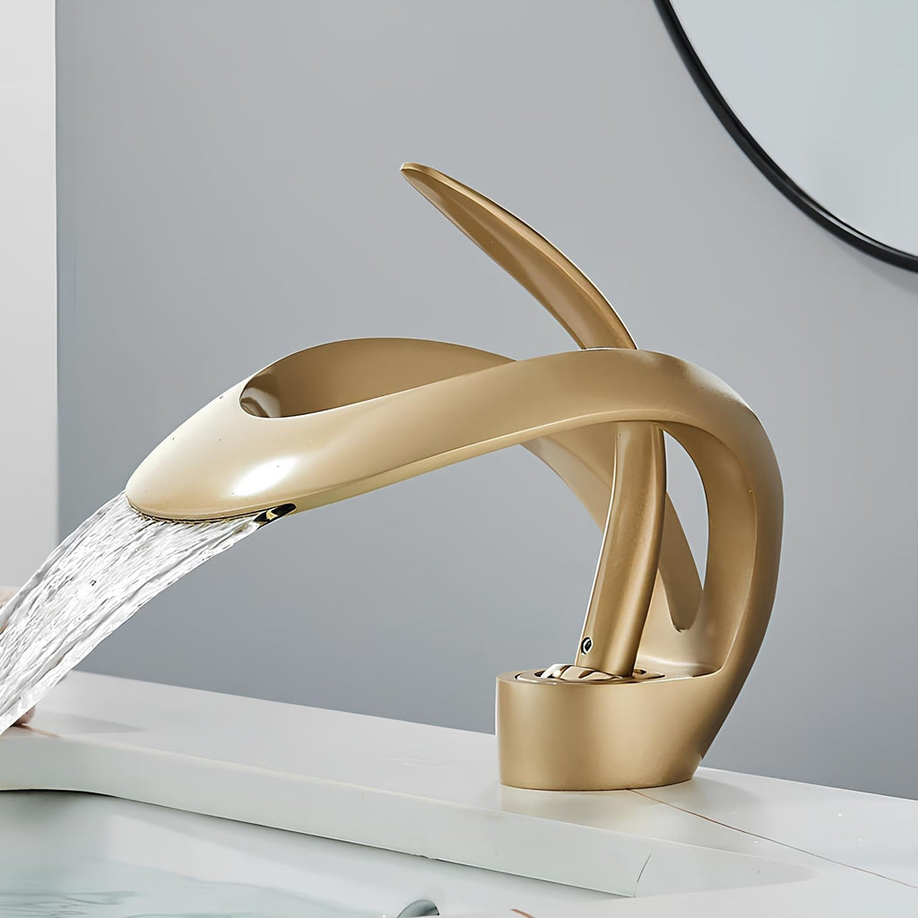 Robinet mitigeur cascade lavabo laiton massif